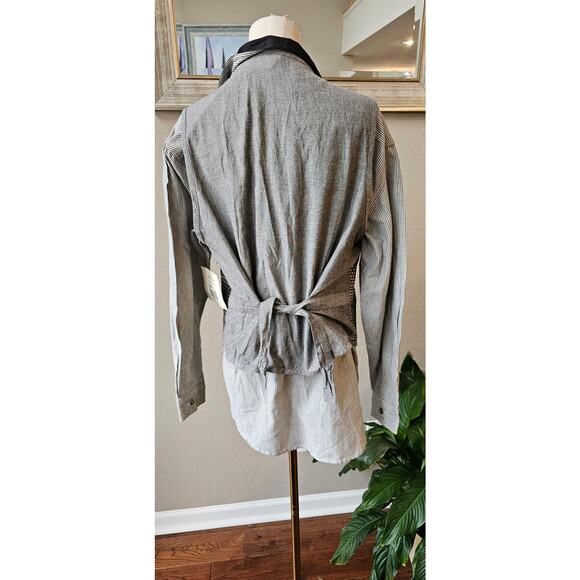 NWT VTG Casey & Max Emb Gingham Patchwork Vest and Shirt Set Women Large Black - Picture 5 of 11